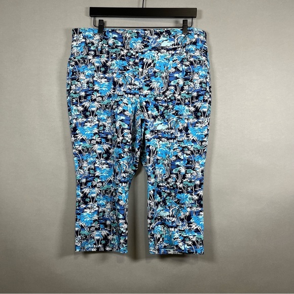 Christopher & Banks Blue Floral Print Capris - Picture 1 of 15